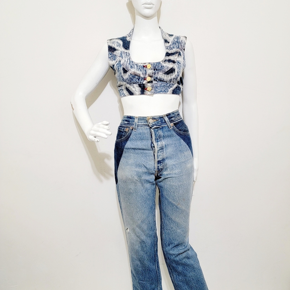 Rare Vivienne Westwood 1994 Cafe Society "corset" denim top sz 44/XS. The button